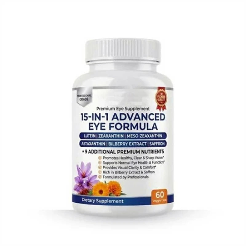 15-in-1 Advanced Eye Formula Supplement with Lutein Zeaxanthin Bilberry& Premium Nutrients Supports Healthy Vision 60Veggie Caps