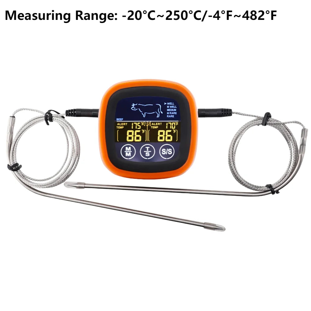 Digital Kitchen Thermometer with 2 Probe Touch Screen Meat Barbecue Food Temperature Measure Tool Steak BBQ Timer Cooking Tools