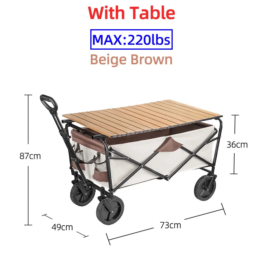Heavy Duty Large Capacity Folding Beach Wagon Outdoor Foldable Wagon For Camping Shopping Collapsible Portable Camping Equipment