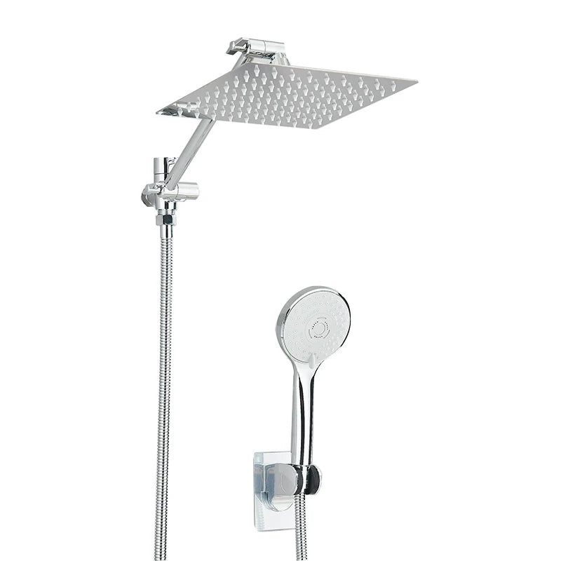 Square Stainless Steel Shower 20x20 Cm With Shutter And Luxury Hand Shower And Shutter Complete Kit