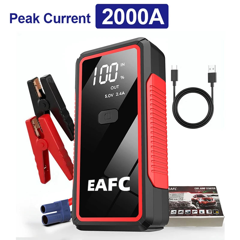 Car Jump Starter 2000A Peak Current Portable Battery Booster Power Bank Starting Device Car Starter for Petrol Diesel 6.0L/4.0L