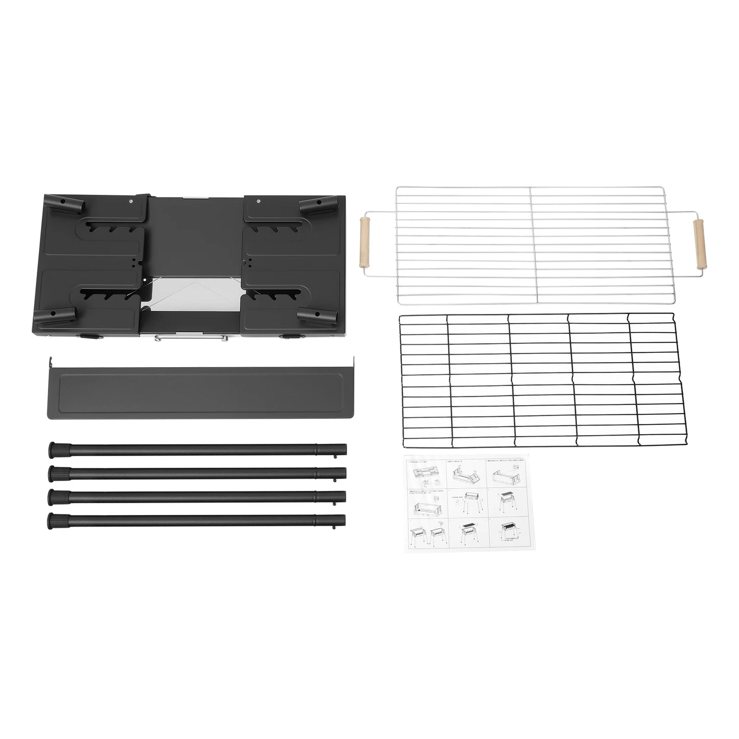 70*40*23.5cm Barbecue Charcoal Grill Stainless Steel Folding Portable BBQ Tool Kits for Outdoor Cooking Camping Hiking Picnics