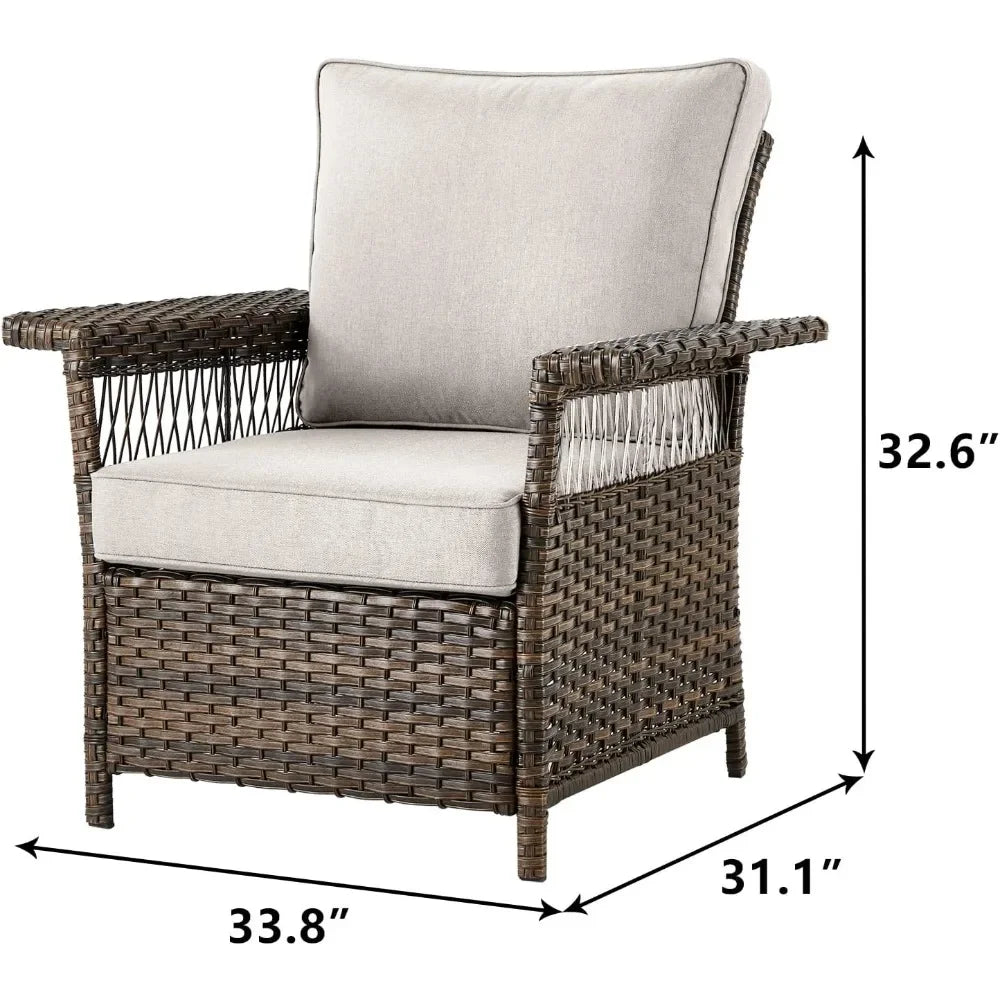 Outdoor terrace chair wicker chair -2-piece rattan terrace furniture chair with sturdy frame