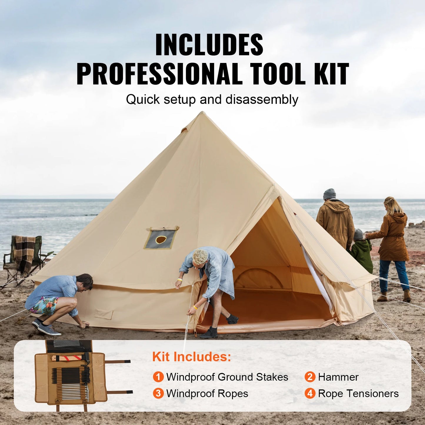 Buy Canvas Bell Tent 4 Seasons 5m Yurt Tent Canvas Tent for Camping with Stove Breathable Tent Holds up to 8 People