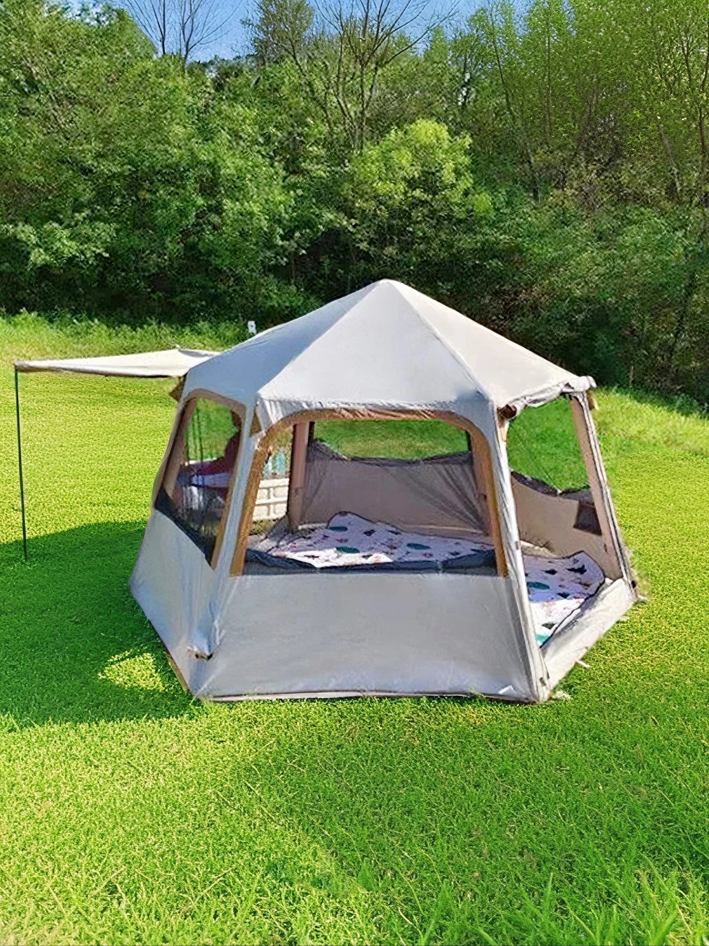 Large Camping Inflatable Air tent 4-6 people Waterproof Tent Hiking Camping Tent Traveling hexagonal Awning tent with Canopy