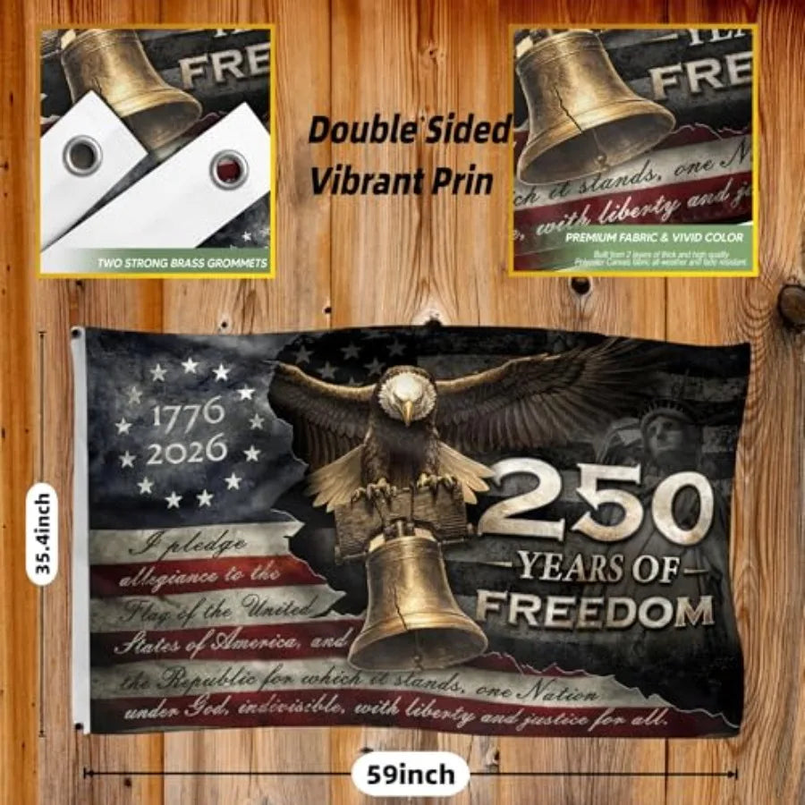 USA 250th Anniversary Flag 3x5 Ft, Double Sided American Commemorative Flag for Outdoor House Garden Yard, Patriotic 4th of Jul