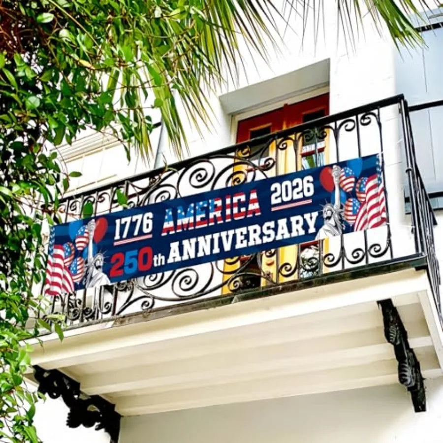 250th Anniversary American Banner Flag, 4th of July Decorations, 1776-2026 USA 250th Birthday Premium Banner with Grommets, Pat