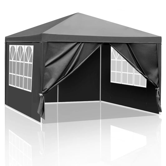 10'x10' Outdoor Wedding Tent Party Canopy Patio Gazebo Removable Walls Black