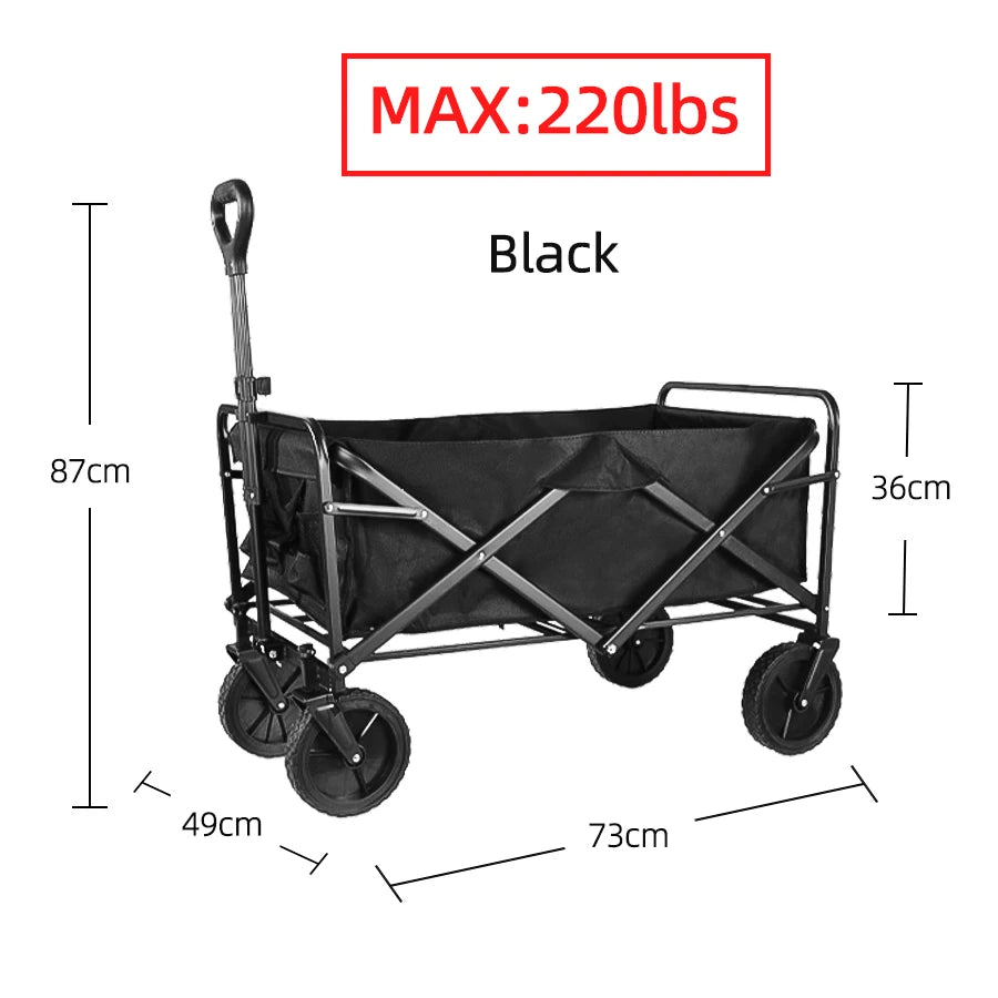 Heavy Duty Large Capacity Folding Beach Wagon Outdoor Foldable Wagon For Camping Shopping Collapsible Portable Camping Equipment