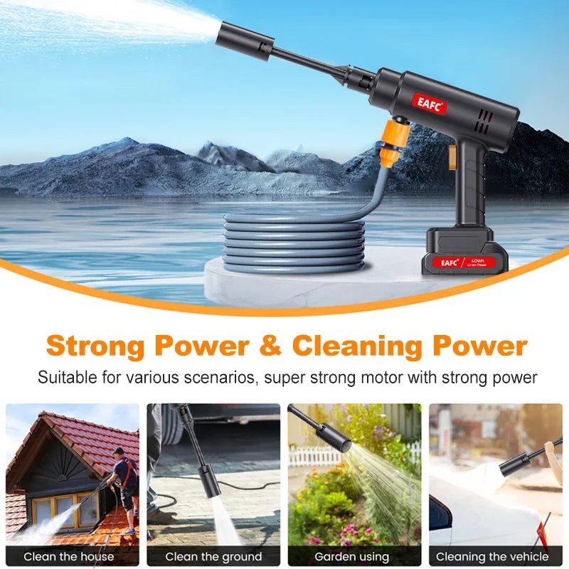 500W 60bar Wireless High Pressure Car Washer Water Gun Sprayer Car Wash Gun Foam Generator Portable Cleaner Car Washing Machine