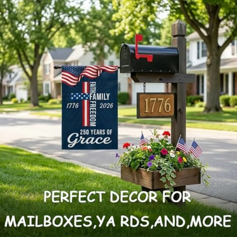 Waterproof Thickened 250 Anniversary USA Flag, Outdoor USA 250th Anniversary Merchandise God Bless America Small Garden Flag.
