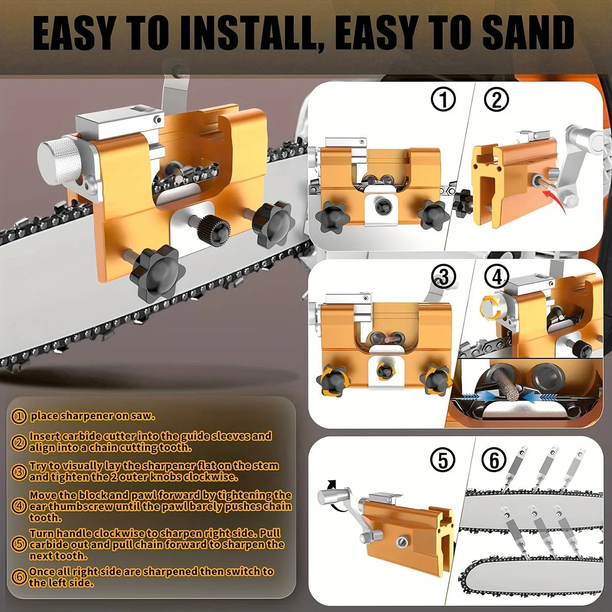 Fast Chainsaw Sharpening Kit, Portable Hand Crank Chain Saw Sharpener Tool, Sharpener Accessories