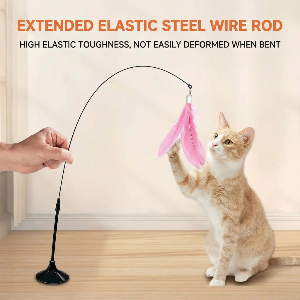 1PC Interactive Cat Teaser Wand Cat Toys Cat Stuff Cat Accessories With Bell Feather for Indoor Cat Daily Use