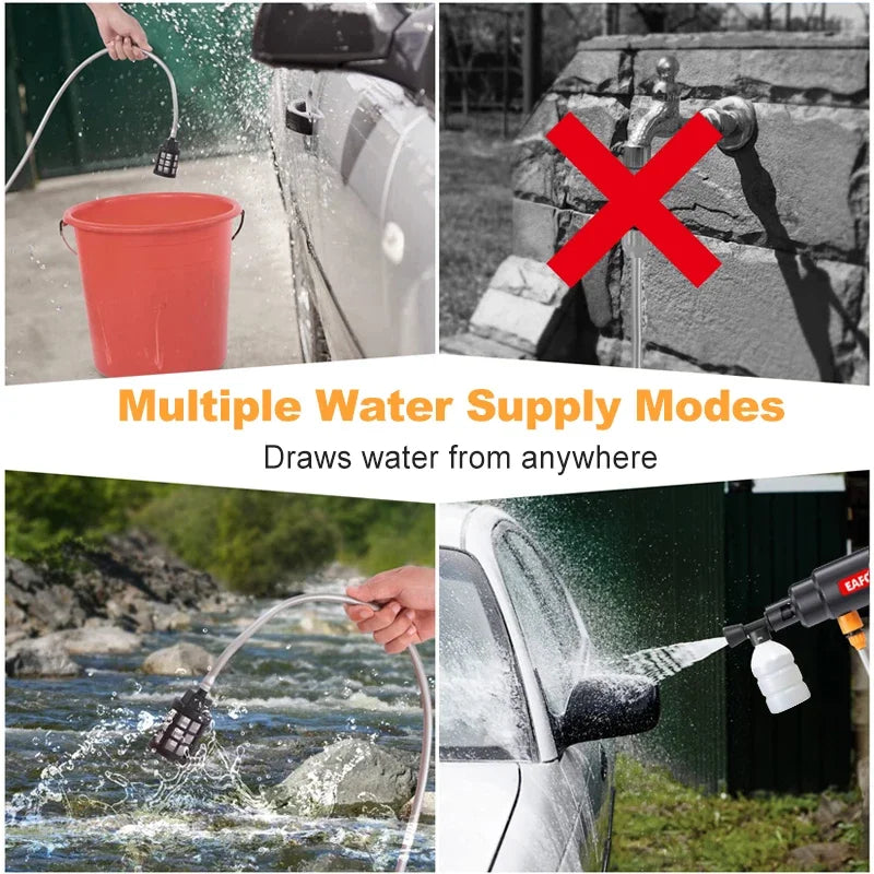 500W 60bar Wireless High Pressure Car Washer Water Gun Sprayer Car Wash Gun Foam Generator Portable Cleaner Car Washing Machine