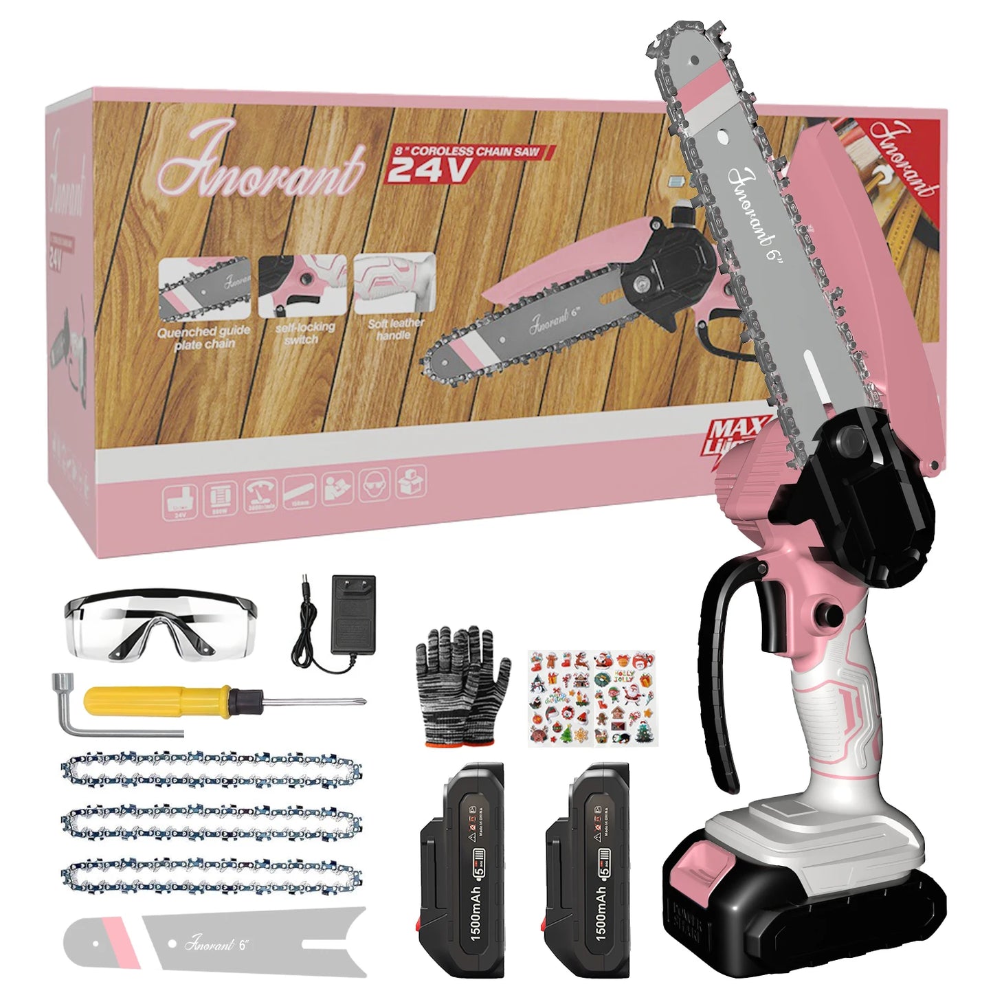 Mini Chainsaw Cordless Electric Chain Saws with 2 Batteries Powered, Super Handheld Portable Saws For Tree Cutting and Courtyard