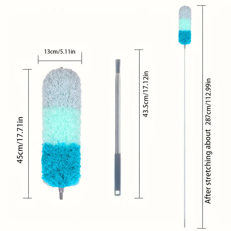 Telescopic Duster – Microfiber, Ceiling Cleaning, Extendable Handle, Multi-Head Replacement, No Climbing Needed