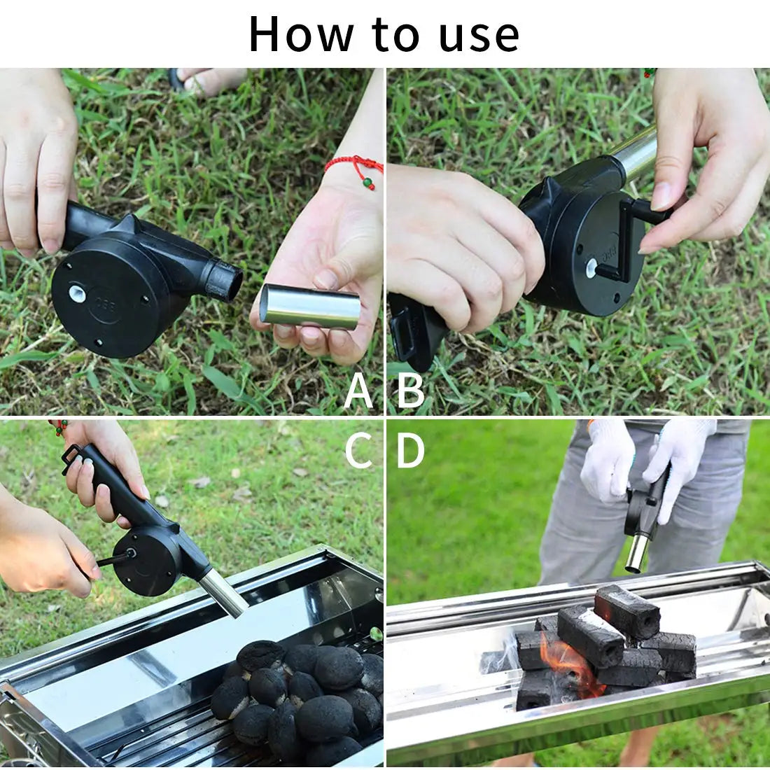 Hand-cranked Air Blower Barbecue Fan Mini Portable BBQ Grill Fire Bellows Picnic Camping Accessories Outdoor Hand Tools