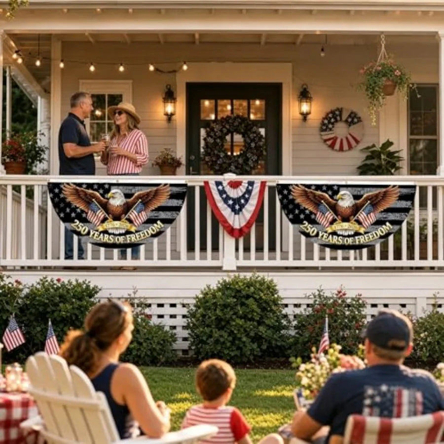 250th Anniversary Bunting Flag, 250 Years of Freedom American Commemorative Fan Banner, 1776-2026 USA Patriotic Eagle Flag for