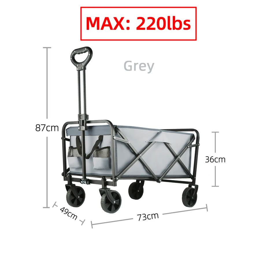 Heavy Duty Large Capacity Folding Beach Wagon Outdoor Foldable Wagon For Camping Shopping Collapsible Portable Camping Equipment
