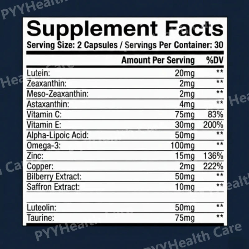 15-in-1 Advanced Eye Formula Supplement with Lutein Zeaxanthin Bilberry& Premium Nutrients Supports Healthy Vision 60Veggie Caps