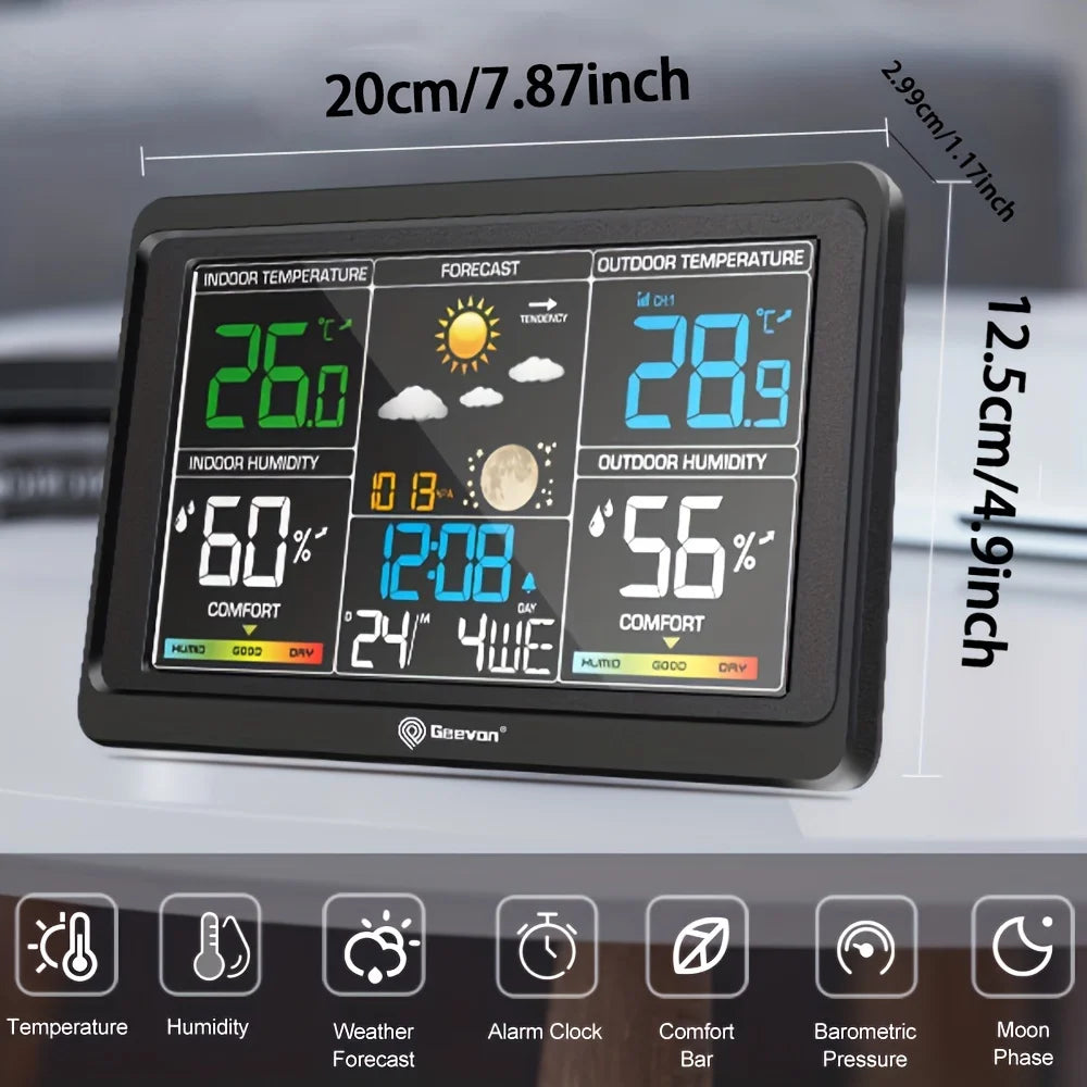 Geevon Weather Station Wireless Indoor Outdoor Thermometer, Color Display Weather Thermometer, Digital Temperature Gauge