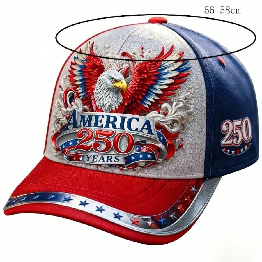 250th Anniversary Patriotic Baseball Cap, Red Eagle American Themed Unisex Hat, Adjustable Polyester Cap,best Gift for Patriots