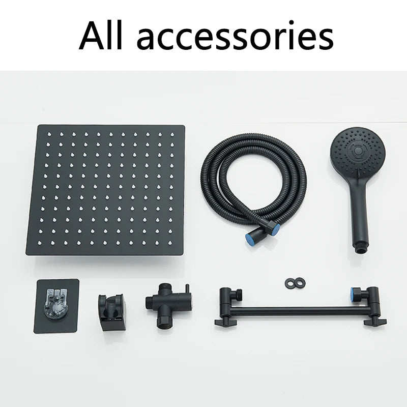 Square Stainless Steel Shower 20x20 Cm With Shutter And Luxury Hand Shower And Shutter Complete Kit