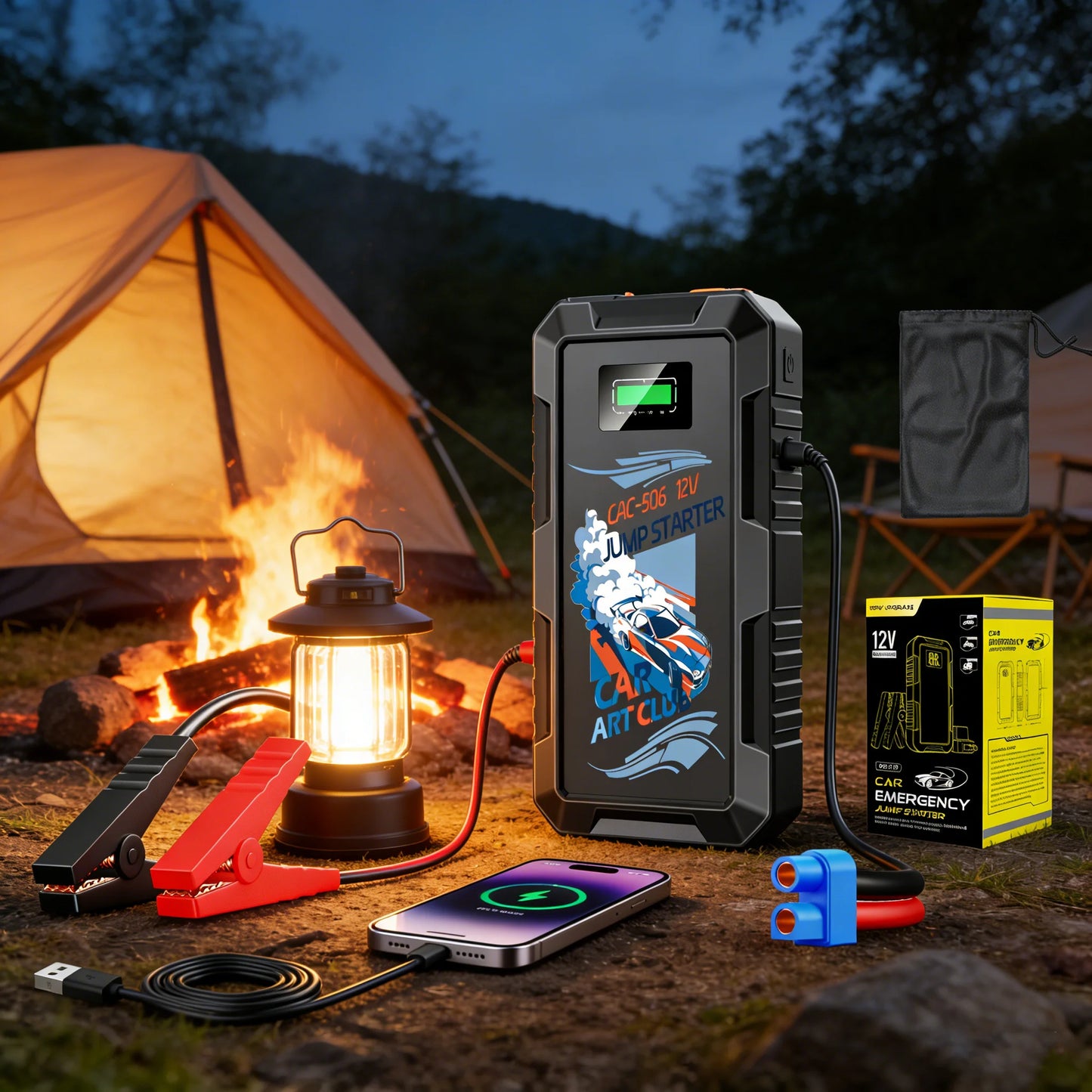 20000mAh Car Battery Jump Starter Portable Car Battery Booster Charger Booster Power Bank Starting Device 12V Gas Vehicles