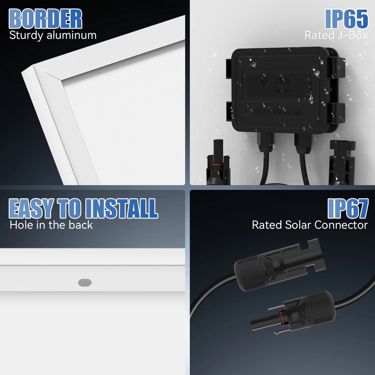 RVPOZWER 12.8V 400/200/100W Rigid Solar Panel 12BB N-Type Solar Cells Monocrystalline Silicon Waterproof Solar Panel Home/RV
