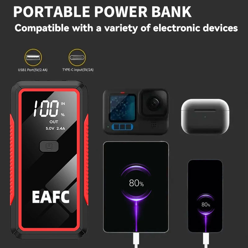 Car Jump Starter 2000A Peak Current Portable Battery Booster Power Bank Starting Device Car Starter for Petrol Diesel 6.0L/4.0L