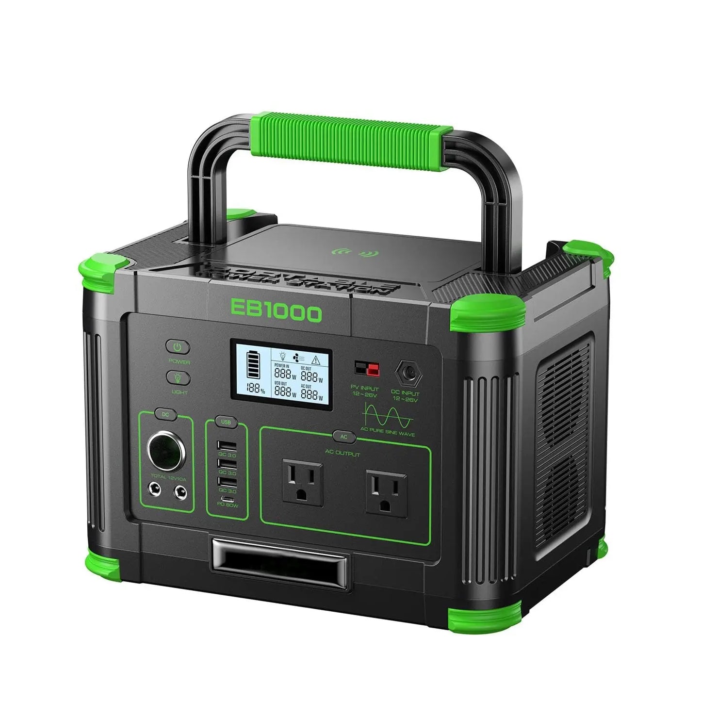 2400W Portable Power Station, 1843Wh LiFePO4 Solar Generator UPS Home Battery Backup Power w/4 2400W AC Outlets,2, Custom