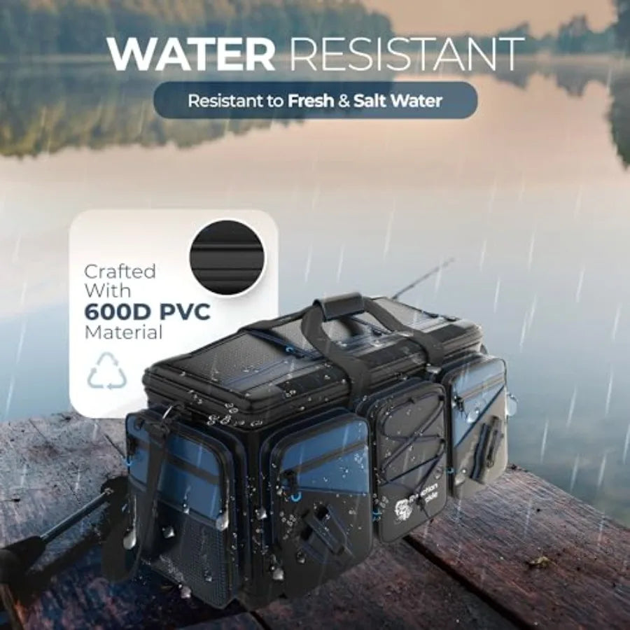 Fishing Tackle Bag Salt Water Resistant Fishing Bag, 1000D PVC Waterproof Material, Tackle Box Organizer with Dividers for 3600