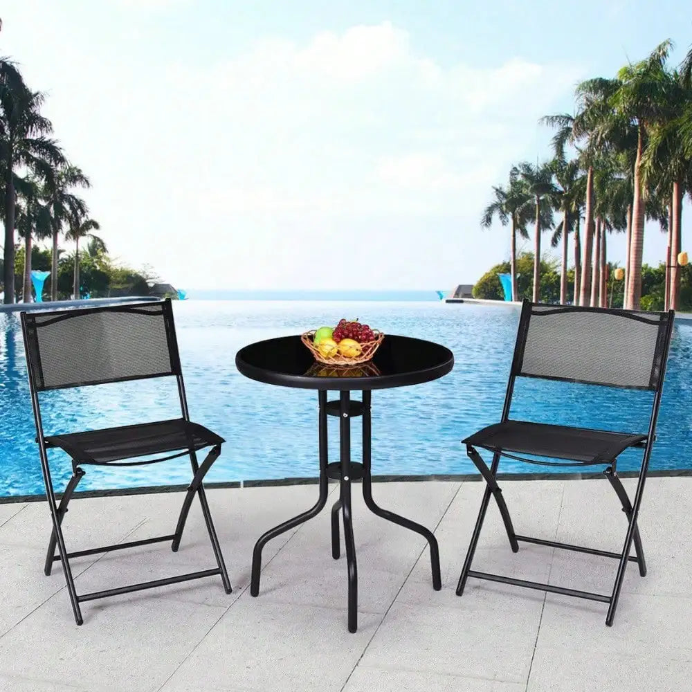 Bistro Set Garden Backyard Table Folding Chairs Outdoor Patio Furniture