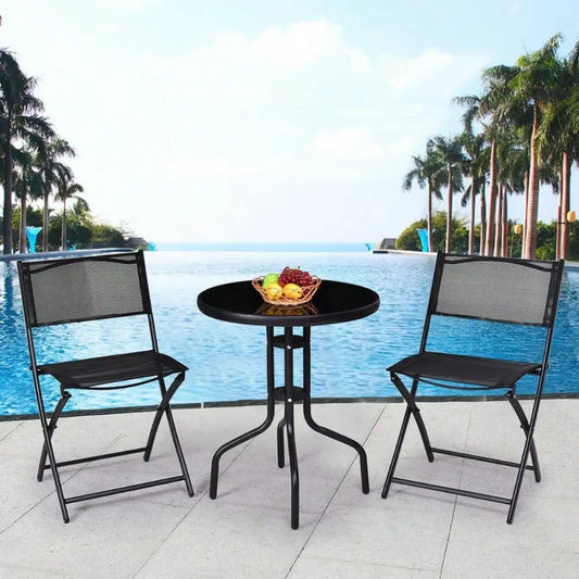 Bistro Set Garden Backyard Table Folding Chairs Outdoor Patio Furniture