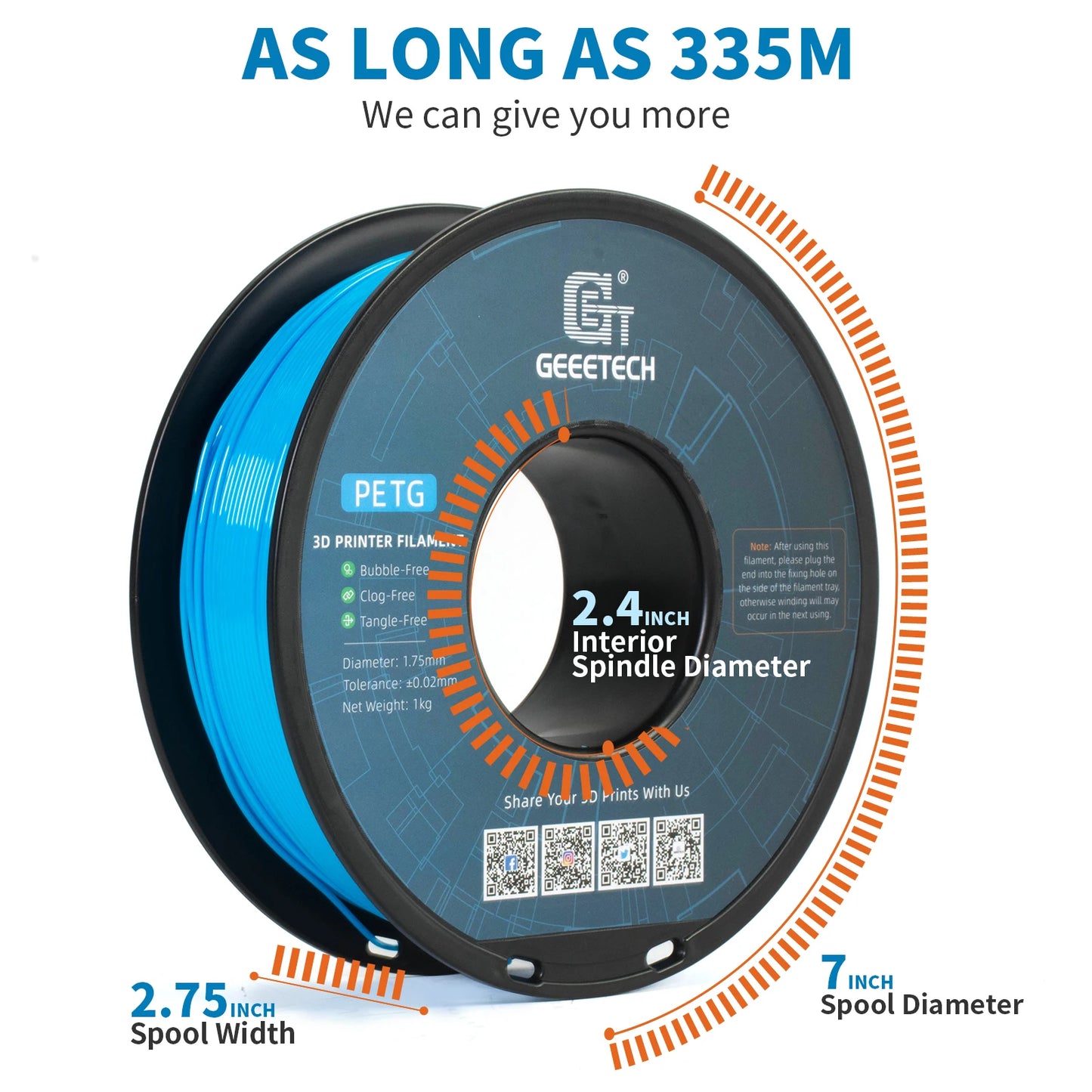 GEEETECH 1Kg 1.75mm 100% PETG Filament For 3D Printer Filament Vacuum Packaging Overseas Warehouses Fast Ship
