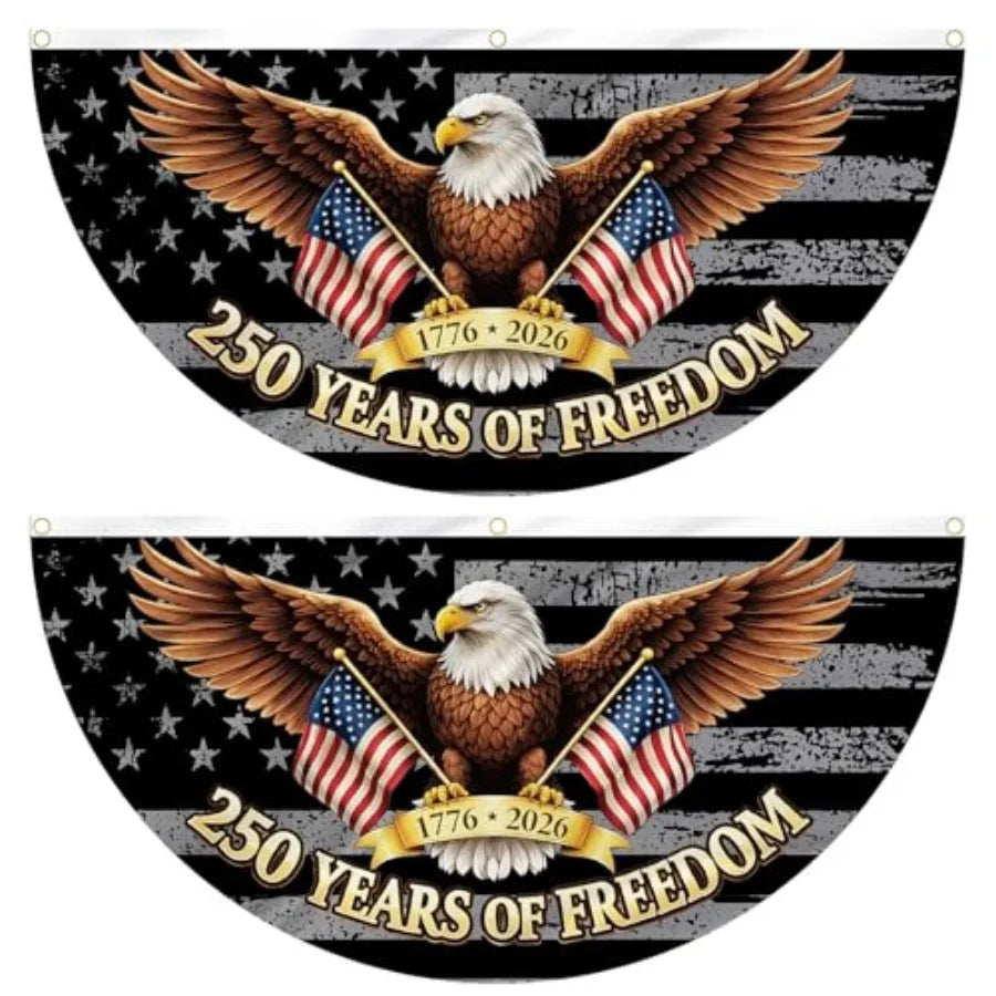 250th Anniversary Bunting Flag, 250 Years of Freedom American Commemorative Fan Banner, 1776-2026 USA Patriotic Eagle Flag for