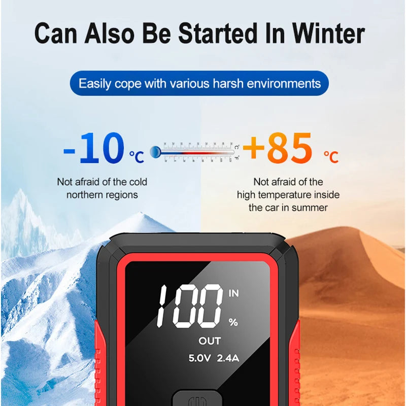 Car Jump Starter 2000A Peak Current Portable Battery Booster Power Bank Starting Device Car Starter for Petrol Diesel 6.0L/4.0L