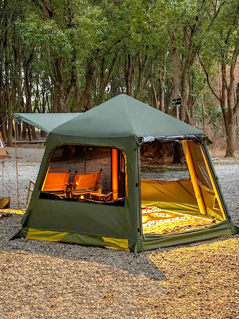 Large Camping Inflatable Air tent 4-6 people Waterproof Tent Hiking Camping Tent Traveling hexagonal Awning tent with Canopy
