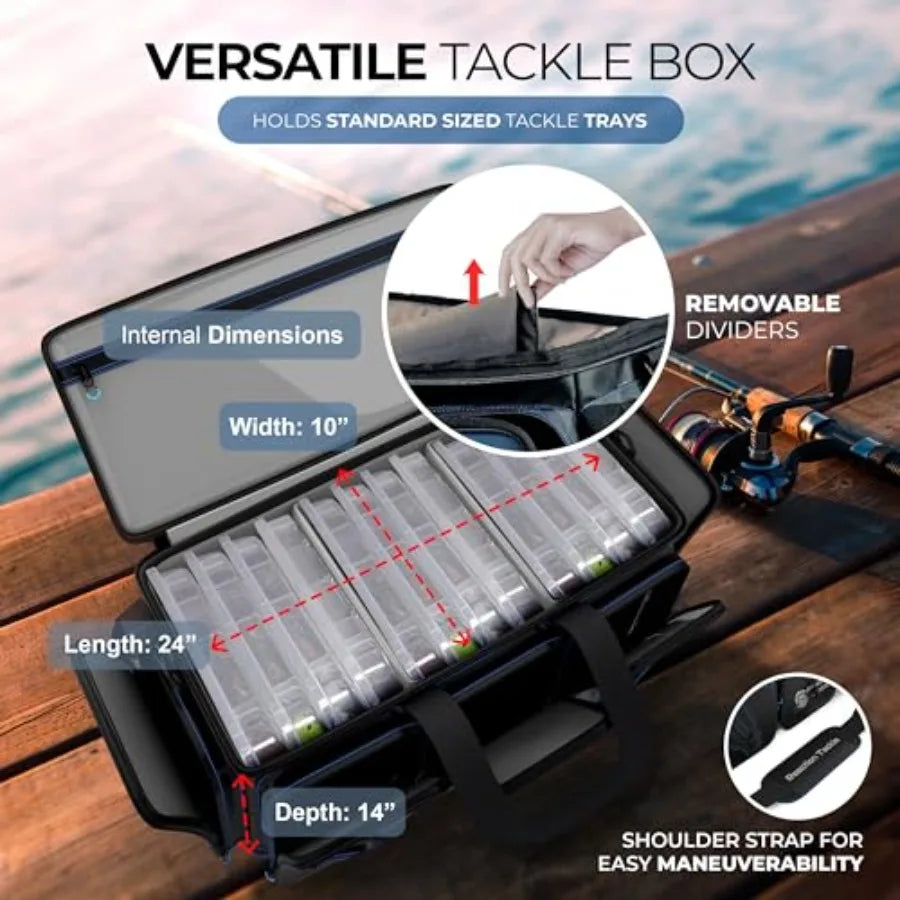 Fishing Tackle Bag Salt Water Resistant Fishing Bag, 1000D PVC Waterproof Material, Tackle Box Organizer with Dividers for 3600