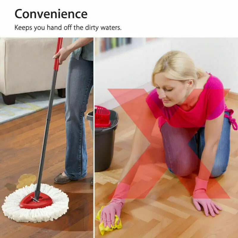 Easy Wring and Clean Floor Mop Turbo Microfibre 2in1 Replacement Refill Mop Head Accessory Home Cleaning Tools Mop