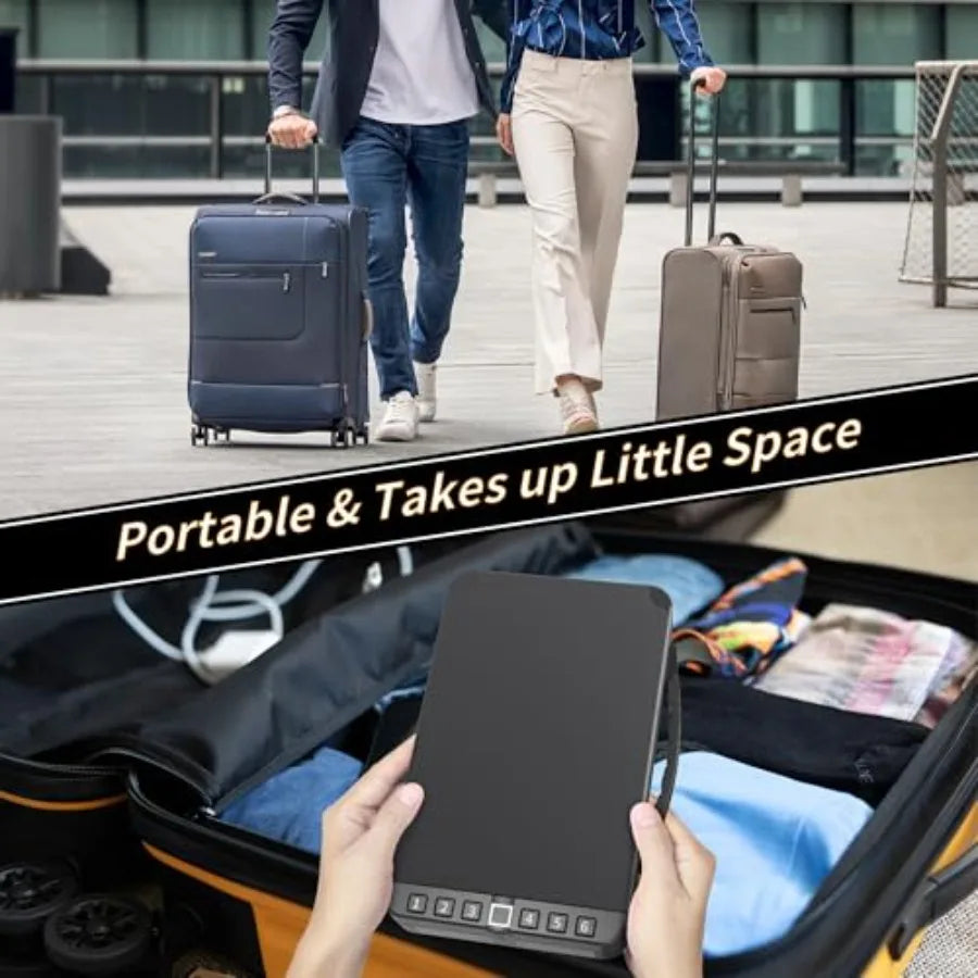 Portable Safe BoxBiometric Gun Safe for Handgun Fingerprint Cabinet Boxes with Keys and Password to Quick Unlock Safe Case for