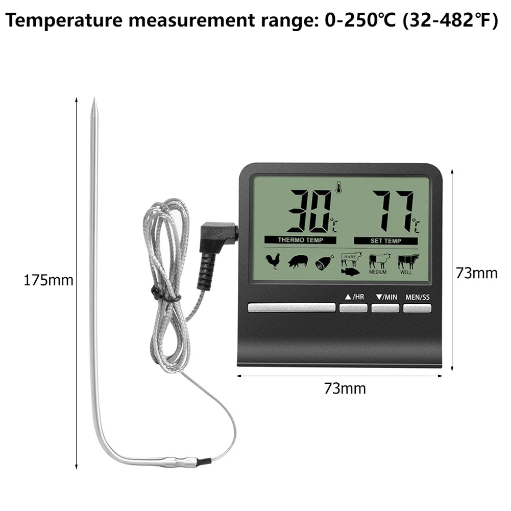 Digital Kitchen Thermometer with 2 Probe Touch Screen Meat Barbecue Food Temperature Measure Tool Steak BBQ Timer Cooking Tools