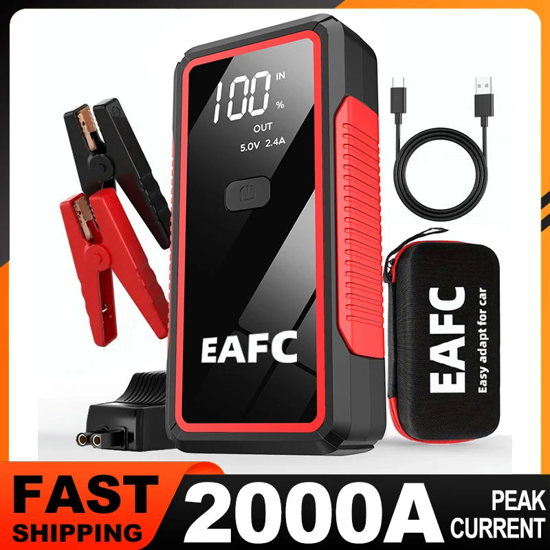 Car Jump Starter 2000A Peak Current Portable Battery Booster Power Bank Starting Device Car Starter for Petrol Diesel 6.0L/4.0L