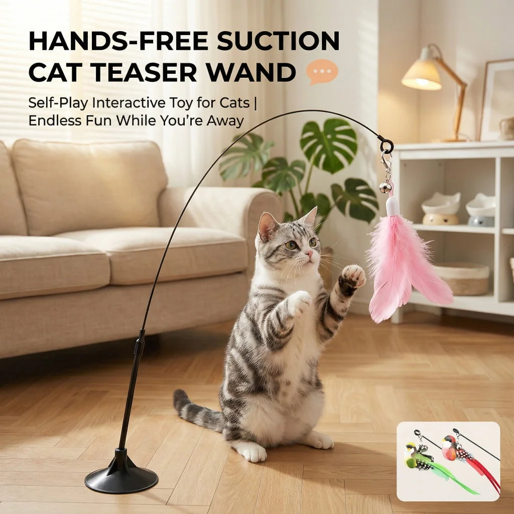 1PC Interactive Cat Teaser Wand Cat Toys Cat Stuff Cat Accessories With Bell Feather for Indoor Cat Daily Use
