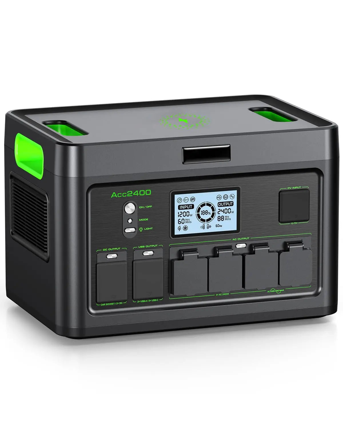 2400W Portable Power Station, 1843Wh LiFePO4 Solar Generator UPS Home Battery Backup Power w/4 2400W AC Outlets,2, Custom