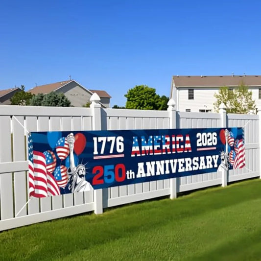 250th Anniversary American Banner Flag, 4th of July Decorations, 1776-2026 USA 250th Birthday Premium Banner with Grommets, Pat