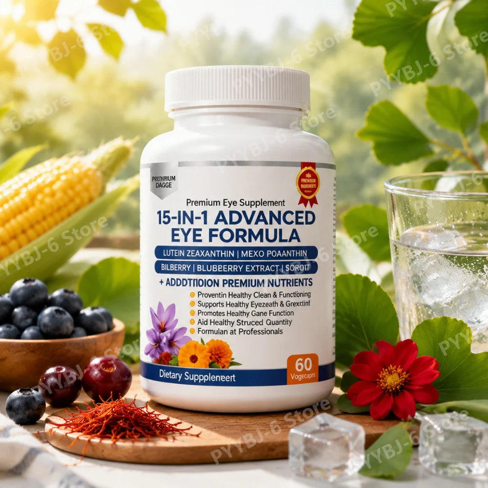 15-in-1 Advanced Eye Formula Supplement with Lutein Zeaxanthin Bilberry& Premium Nutrients Supports Healthy Vision 60Veggie Caps