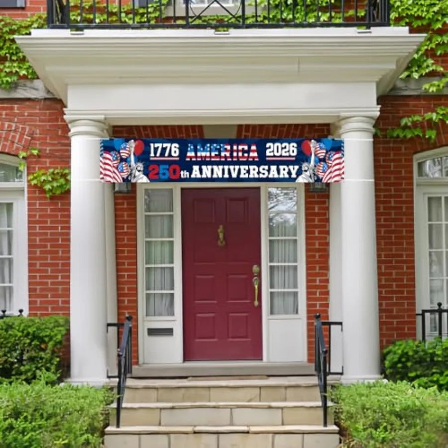 250th Anniversary American Banner Flag, 4th of July Decorations, 1776-2026 USA 250th Birthday Premium Banner with Grommets, Pat