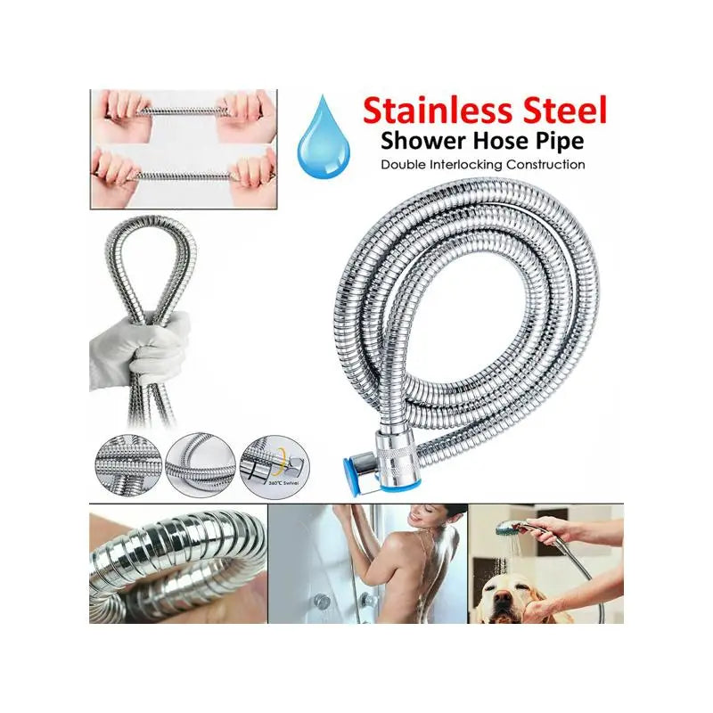 2m Flexible Shower Hose for Handheld Showerhead - Durable Plumbing Tube for Bathroom Use