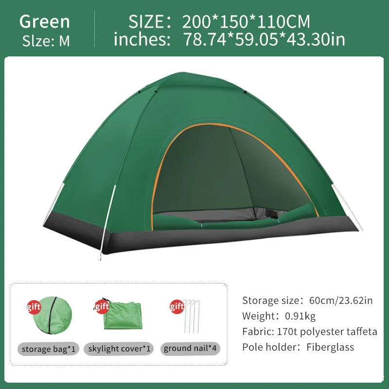 2-3 Person Pop Up Camping Tent | Instant Easy Setup, Waterproof Windproof with Removable Rain Fly & UV Protection | Lightweight